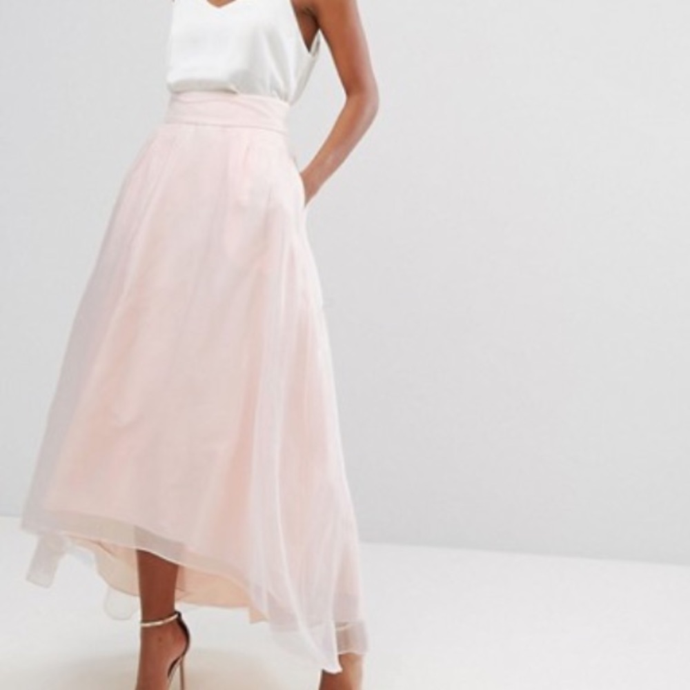 Coast Irdessa Blush Pink High Low Midi Skirt
